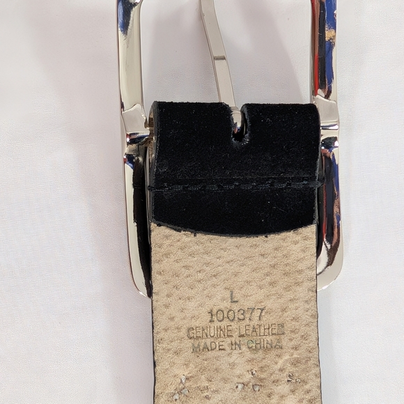 Genuine Suede Leather Studded Black Belt with Rhinestones Size Large (42") - Picture 3 of 11